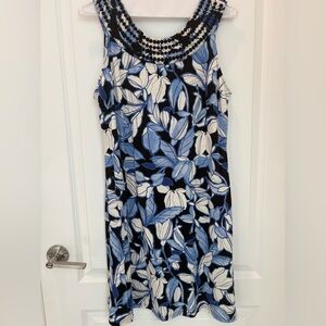 Tommy Bahama Blue and White Floral Sleeveless Dress
